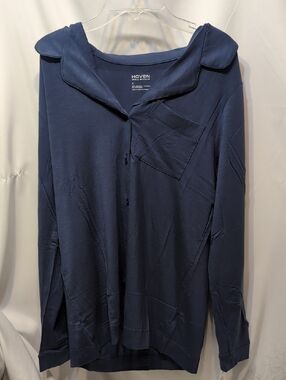 Haven Well Within Blue Long-Sleeve Button Down Lounge Wear Sleep Top Size Small